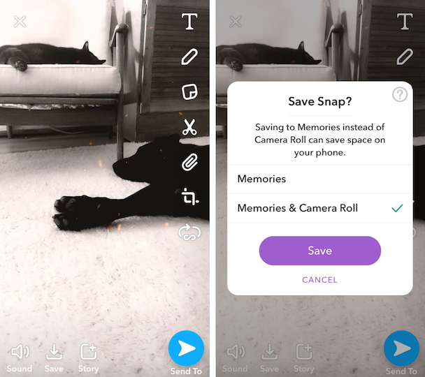 how to save snap memories to camera roll