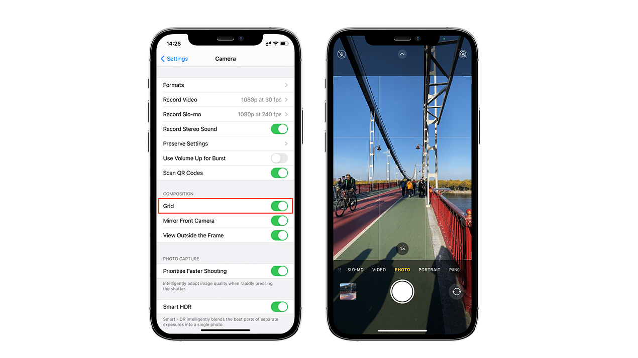 how to change camera settings on iphone